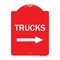 Signmission Trucks Sign Trucks W/ Right Arrow, Red & White Aluminum Architectural Sign, 18" x 24", RW-1824-22780 A-DES-RW-1824-22780 - alternate 1